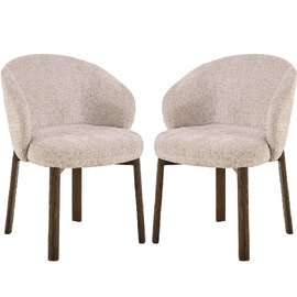 Denver Beige Fabric Dining Chairs With Smoked Oak Legs In Pair
