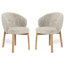 Denver Fabric Dining Chairs With Matt Oak Legs In Pair - Beige