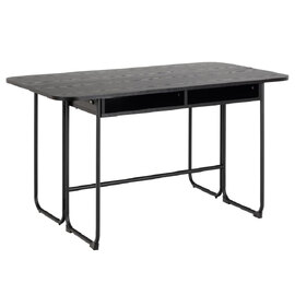 Deridder Wooden Extending Dining Table In Ash Black