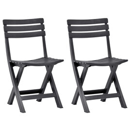 Derik Outdoor Anthracite Plastic Garden Chairs In Pair