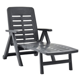 Derik Outdoor Folding Plastic Sun Lounger In Anthracite