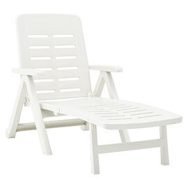 Derik Outdoor Folding Plastic Sun Lounger In White
