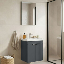 Desna Wooden Wall Mounted Vanity Unit & Basin with Mirror in Matte Anthracite