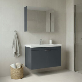Desna 800mm Wooden Wall Mounted Bathroom Furniture Set with 4 Doors in Matte Anthracite