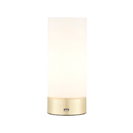 Destin Opal Glass Cylindrical Shade USB Table Lamp In Brass