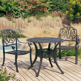 Detroit Cast Aluminium 3 Piece Bistro Set In Black