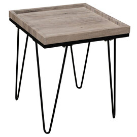 Detroit Wooden Lamp Table With Black Legs In Natural
