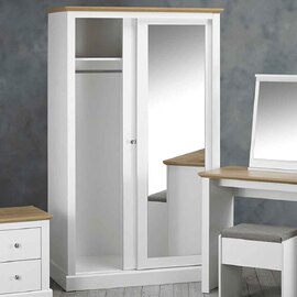 Devan Wooden Sliding Wardrobe With 2 Doors - White And Oak