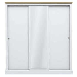 Devan Wooden Sliding Wardrobe With 3 Doors - White And Oak