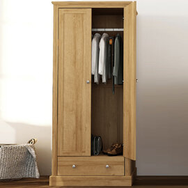 Devan Wooden Wardrobe With 2 Doors And 1 Drawer In Oak