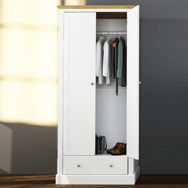 Devan Wooden Wardrobe With 2 Doors In White And Oak