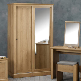 Devan Wooden Wardrobe With 2 Sliding Doors In Oak