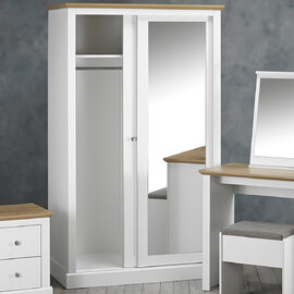Devan Wooden Wardrobe With 2 Sliding Doors In White And Oak