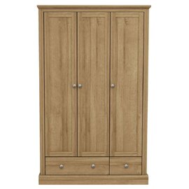 Devan Wooden Wardrobe With 3 Doors And 2 Drawers in Oak