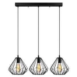 Diamond 3 Light Metal Ceiling Pendant Light in Black