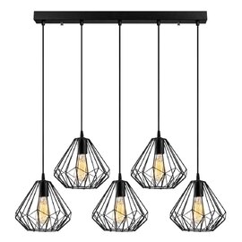 Diamond 5 Light Metal Ceiling Pendant Light in Black