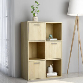 Diara Wooden Storage Cabinet 3 Doors 3 Shelves In Sonoma Oak