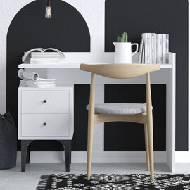 Diaroza Wooden Laptop Desk With 2 Drawers In White