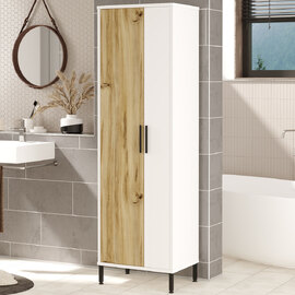 Diavo Wooden Hallway Cabinet With 2 Doors In Walnut And White