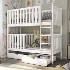Dieppe Wooden Bunk Bed With Bonnell Mattress In Matt White
