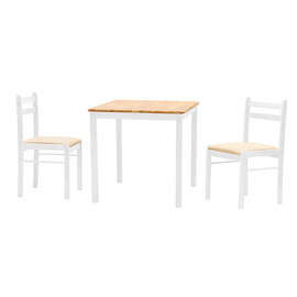 Dinnite Wooden Dining Set With 2 Chairs In White And Natural