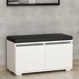Dioran Wooden Shoe Storage Bench With 2 Flap Doors In White