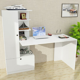 Dioren Wooden Laptop Desk With 2 Doors In White