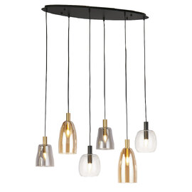 Divine 6 Light Multi Drop Pendant Light In Black
