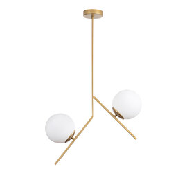 Dolunay 2 Light Metal Ceiling Pendant Light in Gold