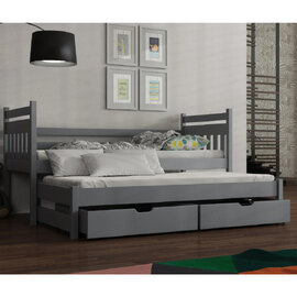 Donna Wooden Day Bed With Bonnell Mattress And Trundle In Grey