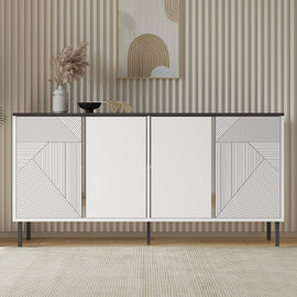Dora Wooden Sideboard with 3 Doors in White and Royal