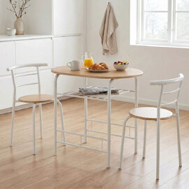 Dorevo Wooden Dining Table with 2 Chairs in White and Oak