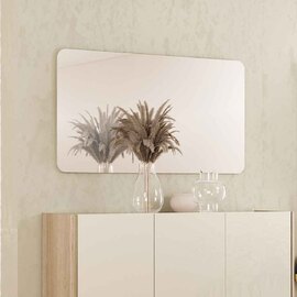 Dorian Glass Wall Mirror with Light Oak Wooden Frame
