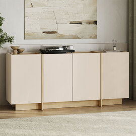 Dorma Wooden Sideboard with 4 Doors in Mink and Sapphire Oak