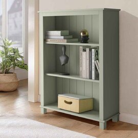 Dorvian Wooden Bookcase with 3 Shelves in Green