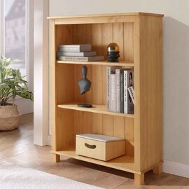 Dorvian Wooden Bookcase with 3 Shelves in Natural