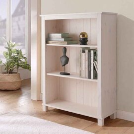 Dorvian Wooden Bookcase with 3 Shelves in White