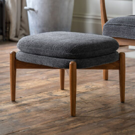 Dotson Fabric Footstool With Wooden Frame In Charcoal
