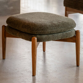 Dotson Fabric Footstool With Wooden Frame In Green