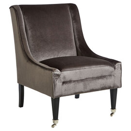 Dowten Upholstered Velvet Accent Chair In Grey