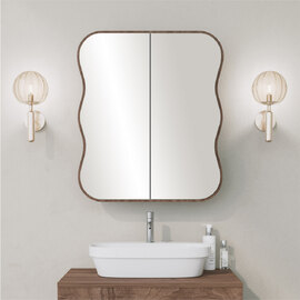 Dream Wooden Bathroom Mirror Cabinet in Walnut