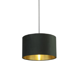 Drum Green Velvet Shade Pendant Light With Gold Inner