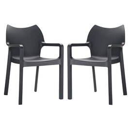 Dublin Black Reinforced Glass Fibre Dining Chairs In Pair
