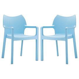 Dublin Light Blue Reinforced Glass Fibre Dining Chairs In Pair