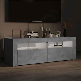 Dubuque 120cm Wooden TV Stand With 2 Doors And LED Lighting - Concrete Grey