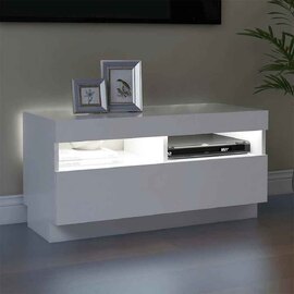 Dubuque 80cm Wooden TV Stand With 1 Door And LED Lighting - White