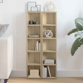Dubuque Wooden Set Of 2 Bookcase With 5 Shelves - Sonoma Oak