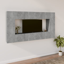 Dunixi Wooden Living Room Furniture Set In Concrete Effect