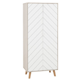 Davis Wooden Wardrobe With 2 Doors In Dusty Grey And White