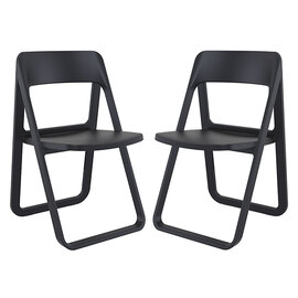Durham Black Polypropylene Dining Chairs In Pair